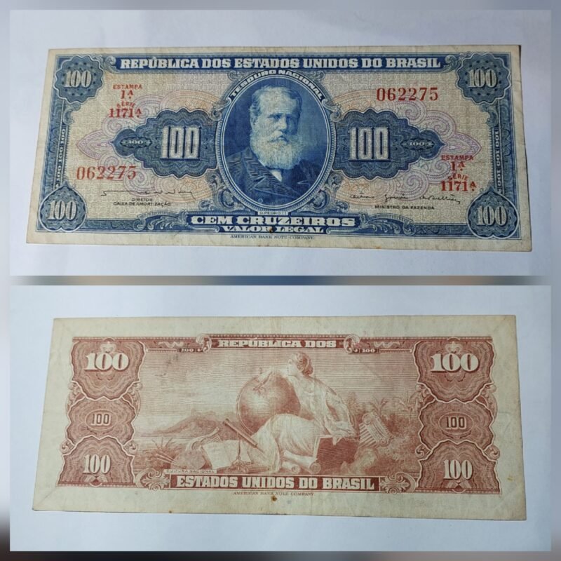 Cédula 100 Cruzeiros (Cr$100) –  Don Pedro II – 1ª Estampa