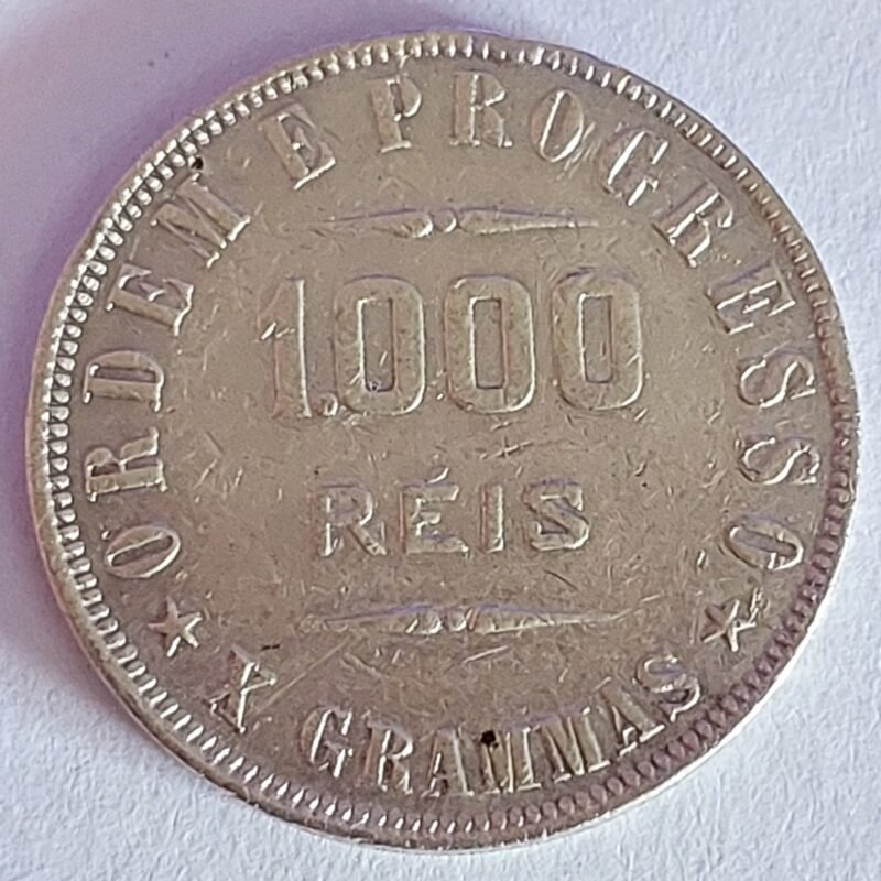 Moeda de 1.000 Réis do Brasil Ano 1908 Prata 0.900 - Réis da república (1889 - 1942)