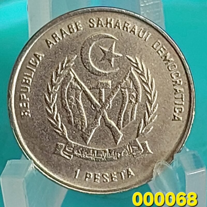 Moeda de 1 Peseta do Saara Ocidental Ano 1992 - Diâmetro 17,8 mm