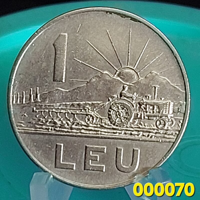 Moeda de 1 Leu da Romênia Ano 1966 - Diâmetro 24 mm