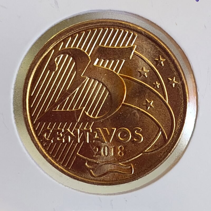 Moeda de 25 Centavos do Brasil Ano 2018 - FLOR DE CUNHO