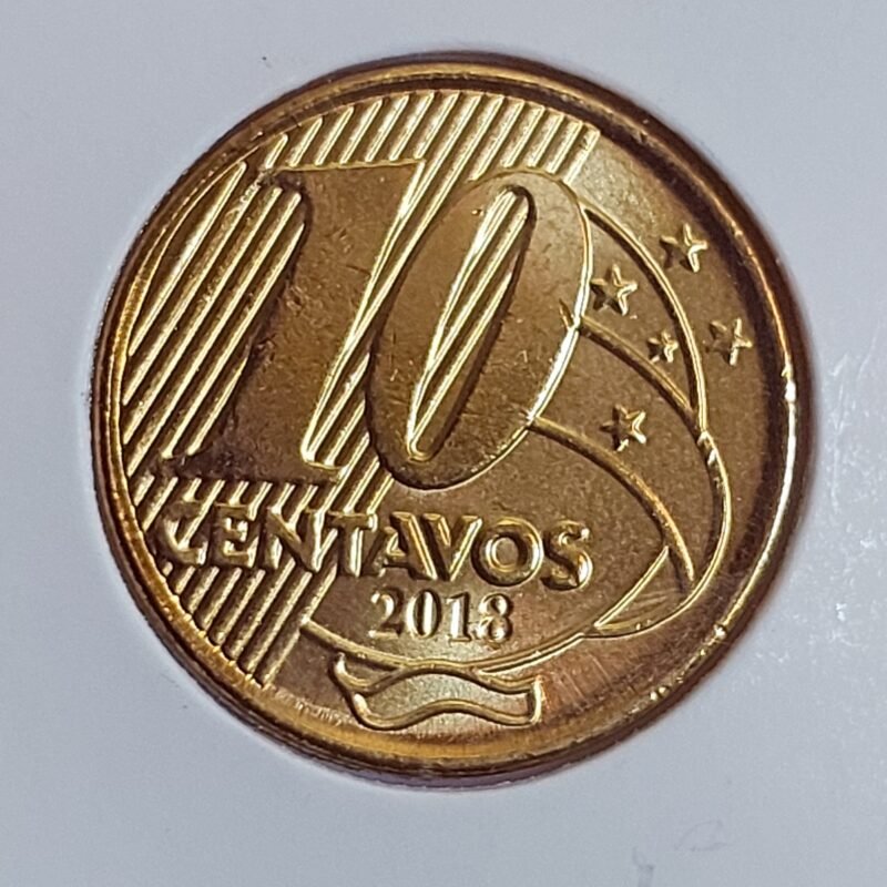 Moeda de10 Centavos do Brasil Ano 2018 - FLOR DE CUNHO