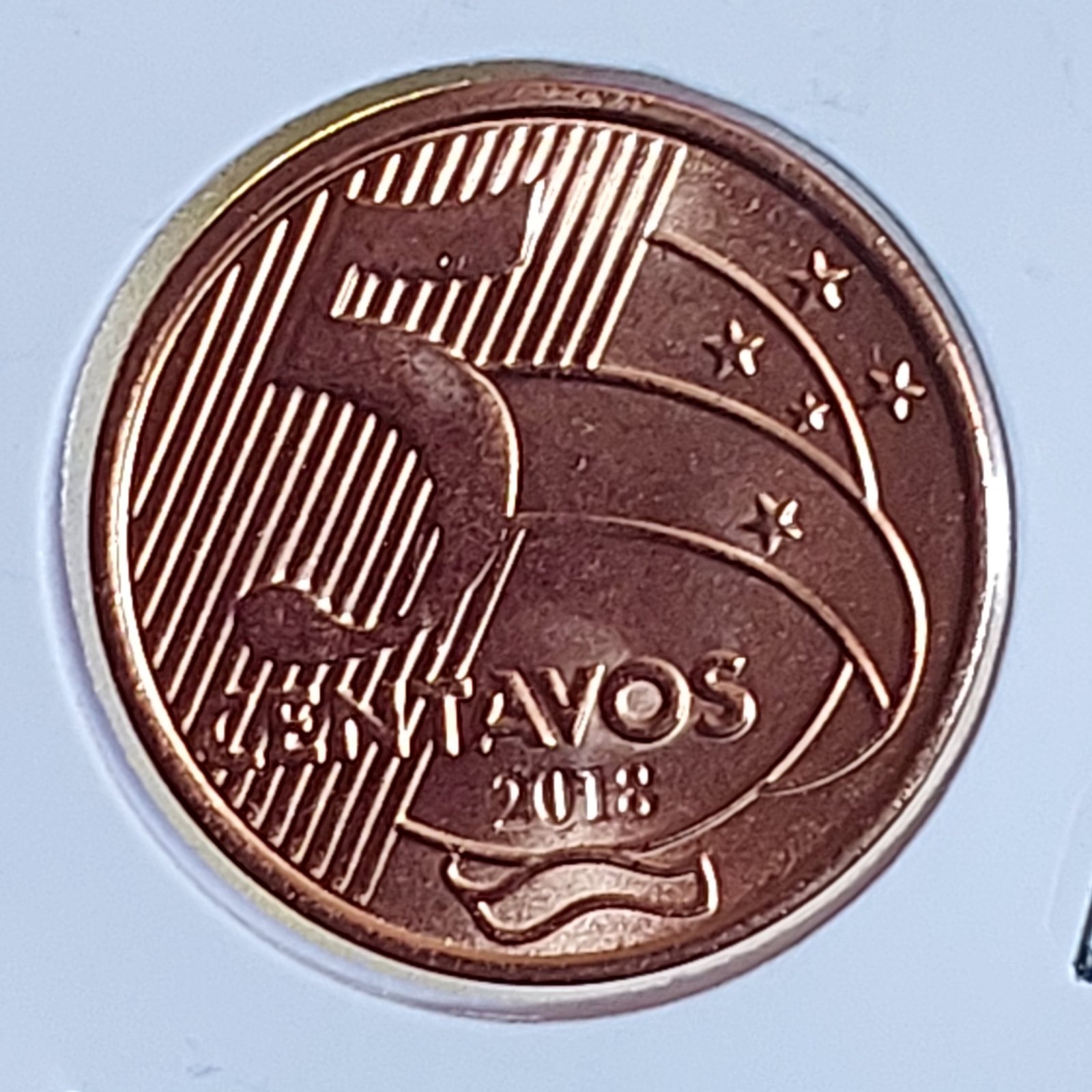 Moeda de 5 Centavos do Brasil Ano 2018 - FLOR DE CUNHO