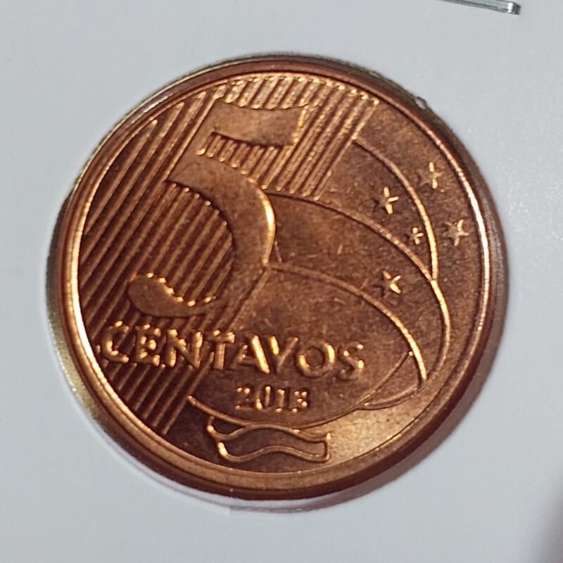 Moeda de 5 Centavos do Brasil Ano 2013 - FLOR DE CUNHO
