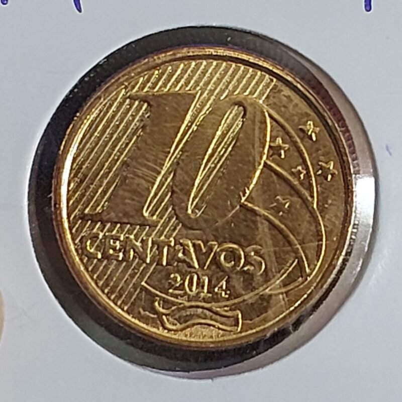 Moeda de10 Centavos do Brasil Ano 2014 - FLOR DE CUNHO