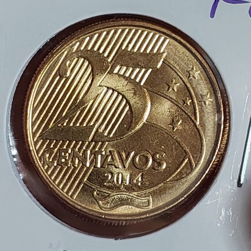 Moeda de 25 Centavos do Brasil Ano 2014 - FLOR DE CUNHO