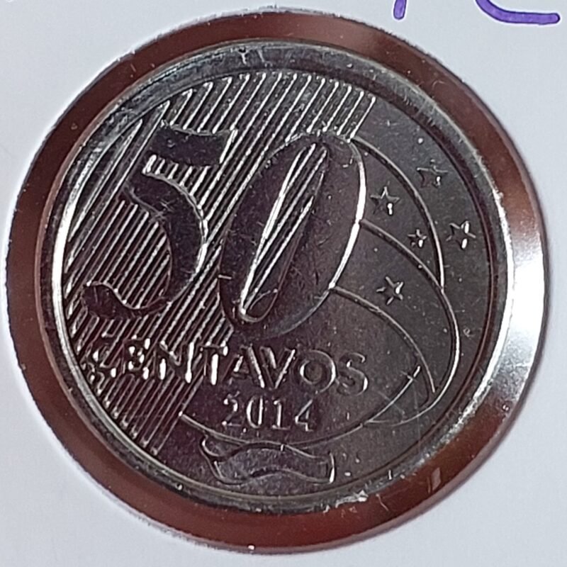 Moeda de 50 Centavos do Brasil Ano 2014 - FLOR DE CUNHO
