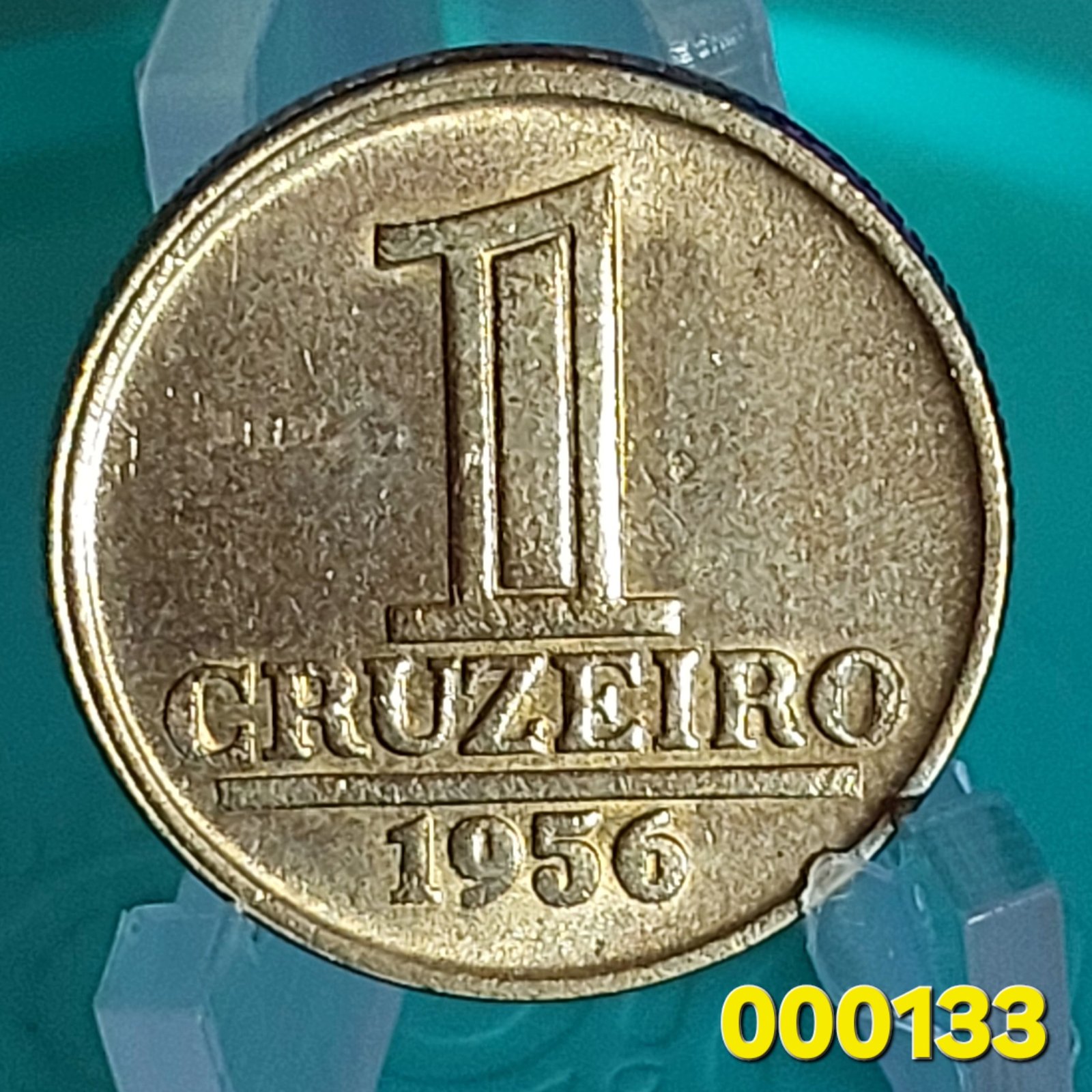 Moeda de 1 Cruzeiro do Brasil Ano 1956 - Armas da República - Módulo Menor