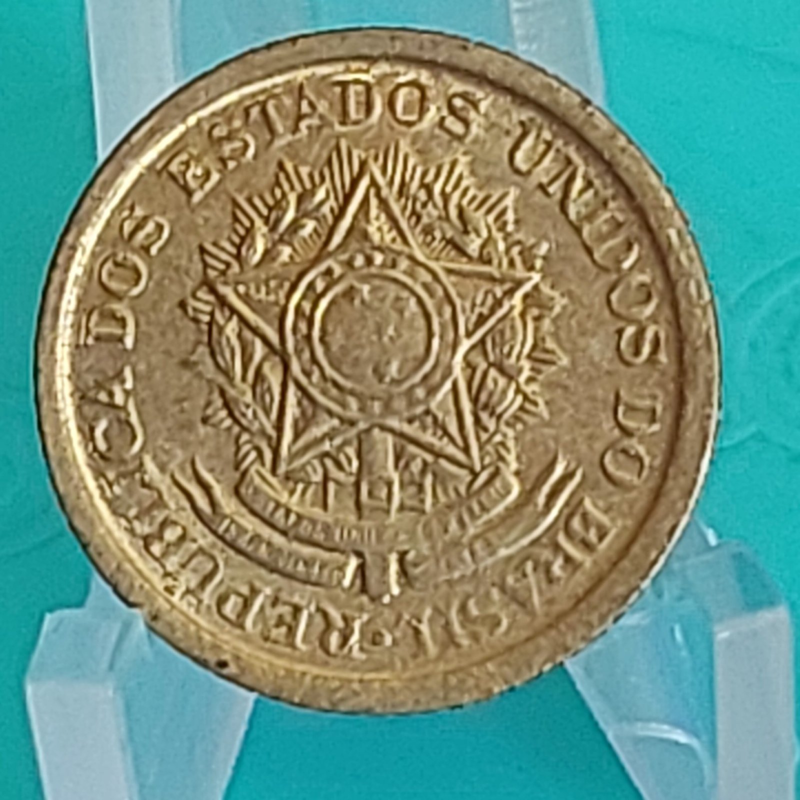 Moeda de 50 Centavos do Brasil Ano 1956 - Armas da República - Módulo Menor - Imagem 9