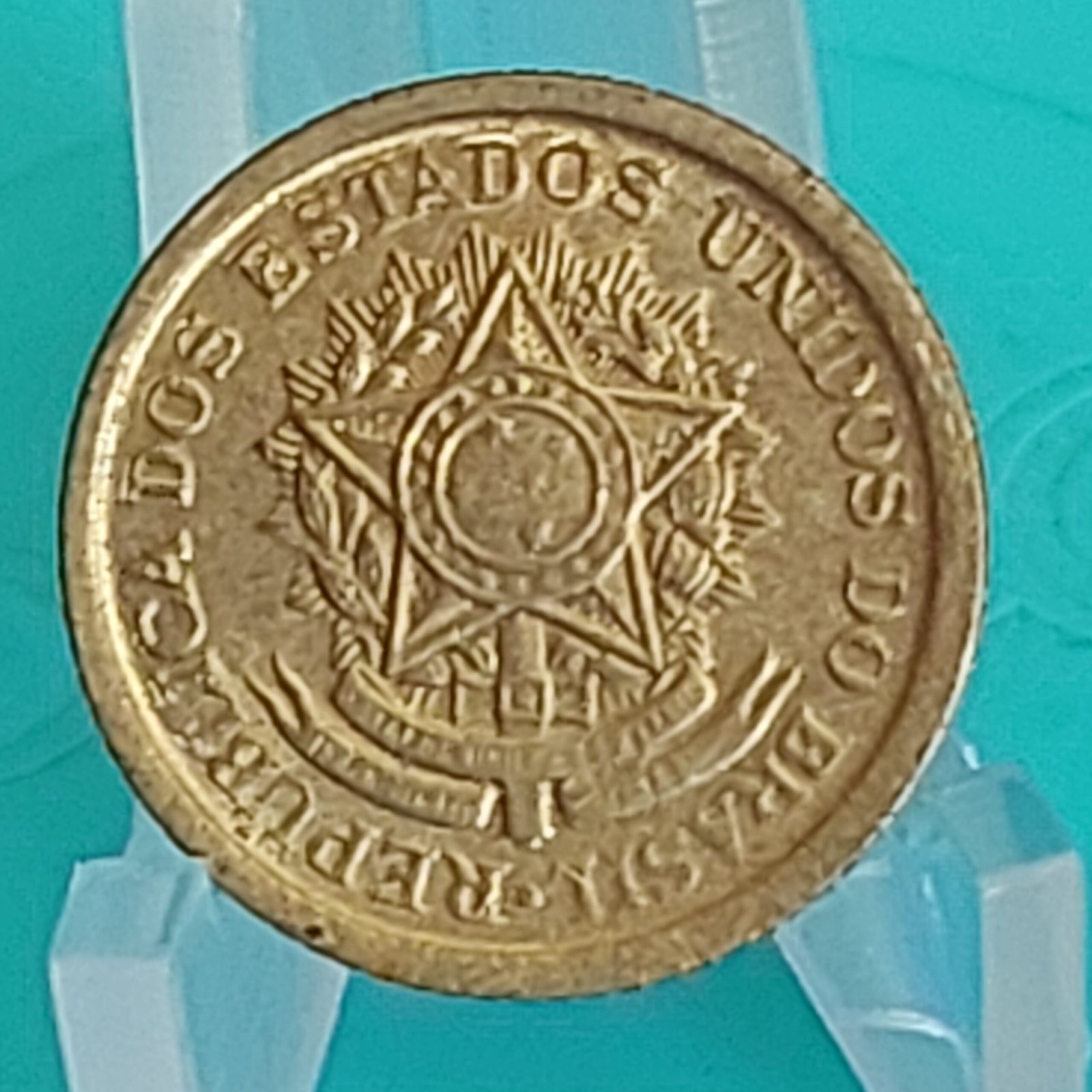 Moeda de 50 Centavos do Brasil Ano 1956 - Armas da República - Módulo Menor - Imagem 6