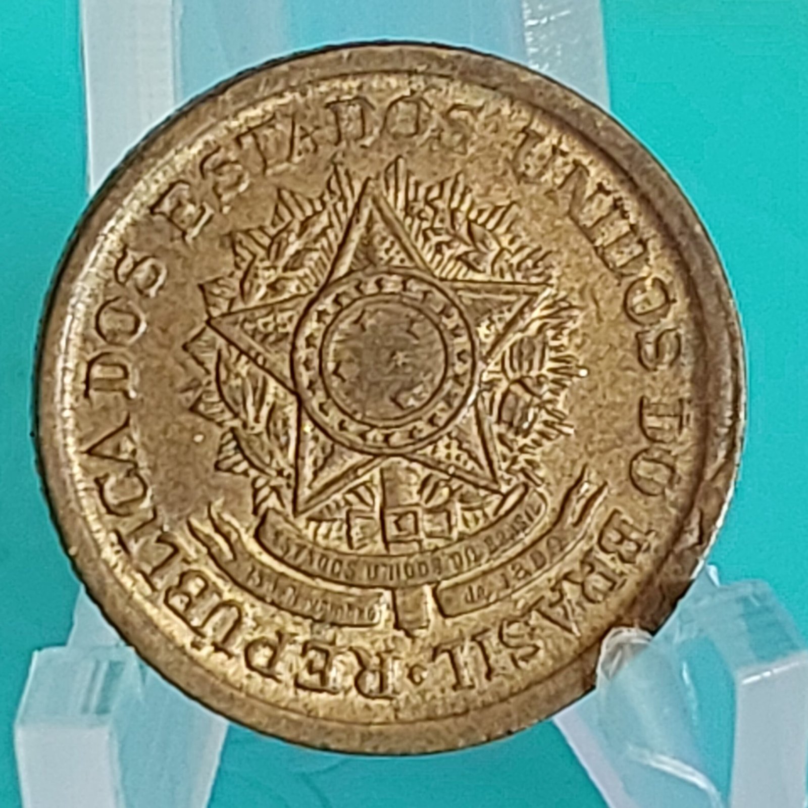 Moeda de 50 Centavos do Brasil Ano 1956 - Armas da República - Módulo Menor - Imagem 4