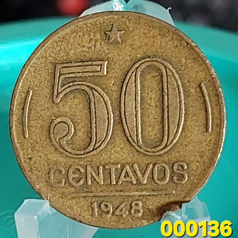 Moeda de 50 Centavos do Brasil Ano 1948 - Eurico Gaspar Dutra