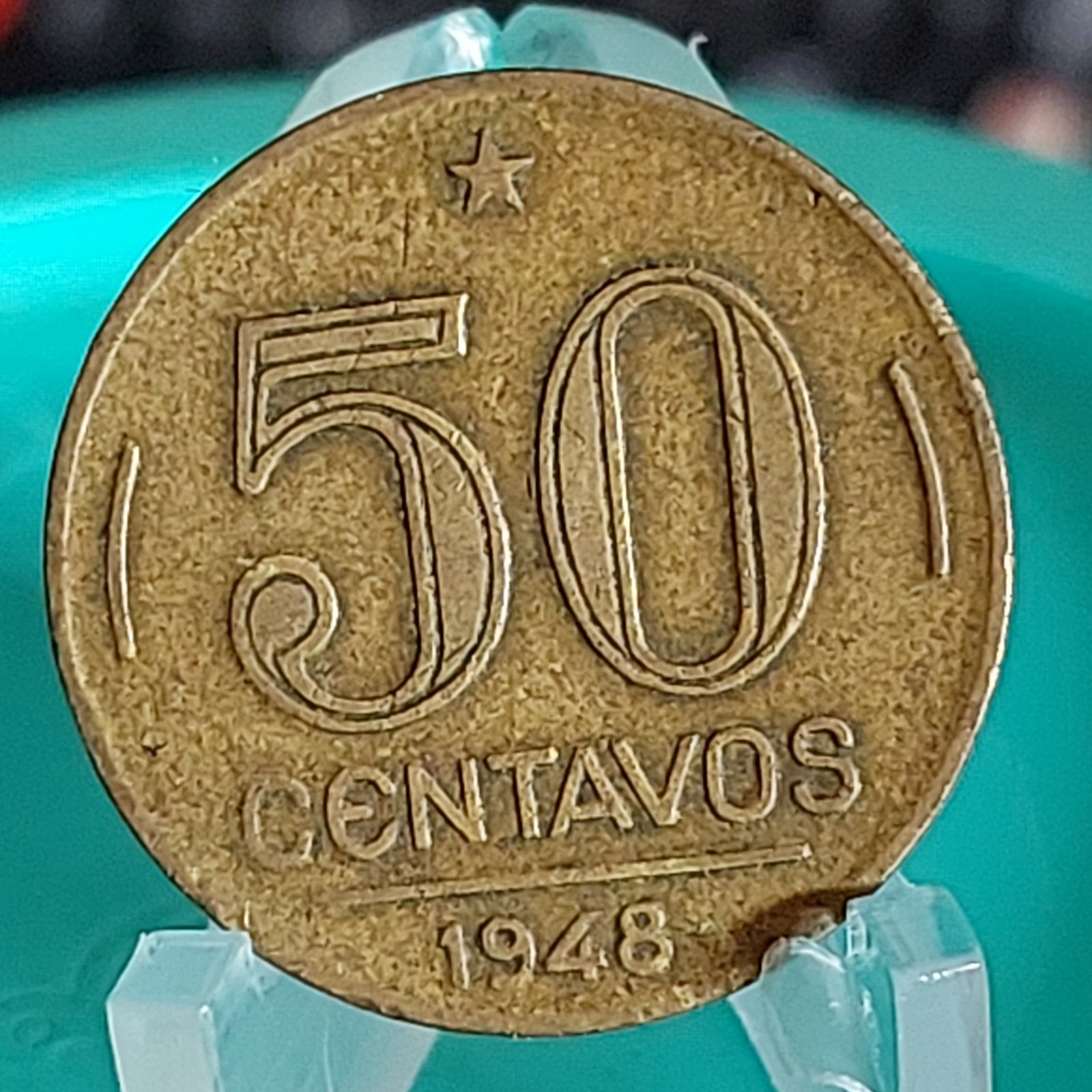 Moeda de 50 Centavos do Brasil Ano 1948 - Eurico Gaspar Dutra - Imagem 3