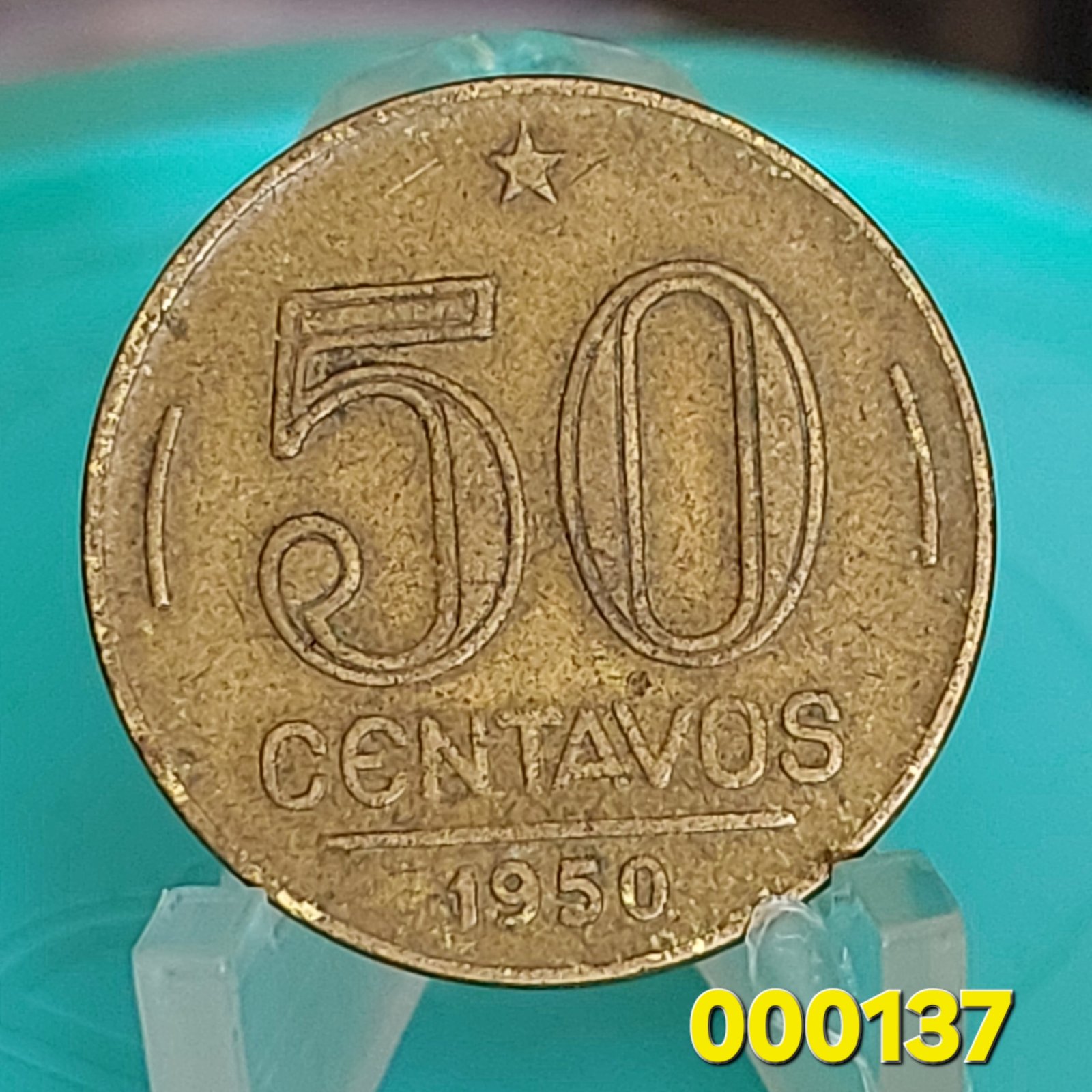 Moeda de 50 Centavos do Brasil Ano 1950 - Eurico Gaspar Dutra