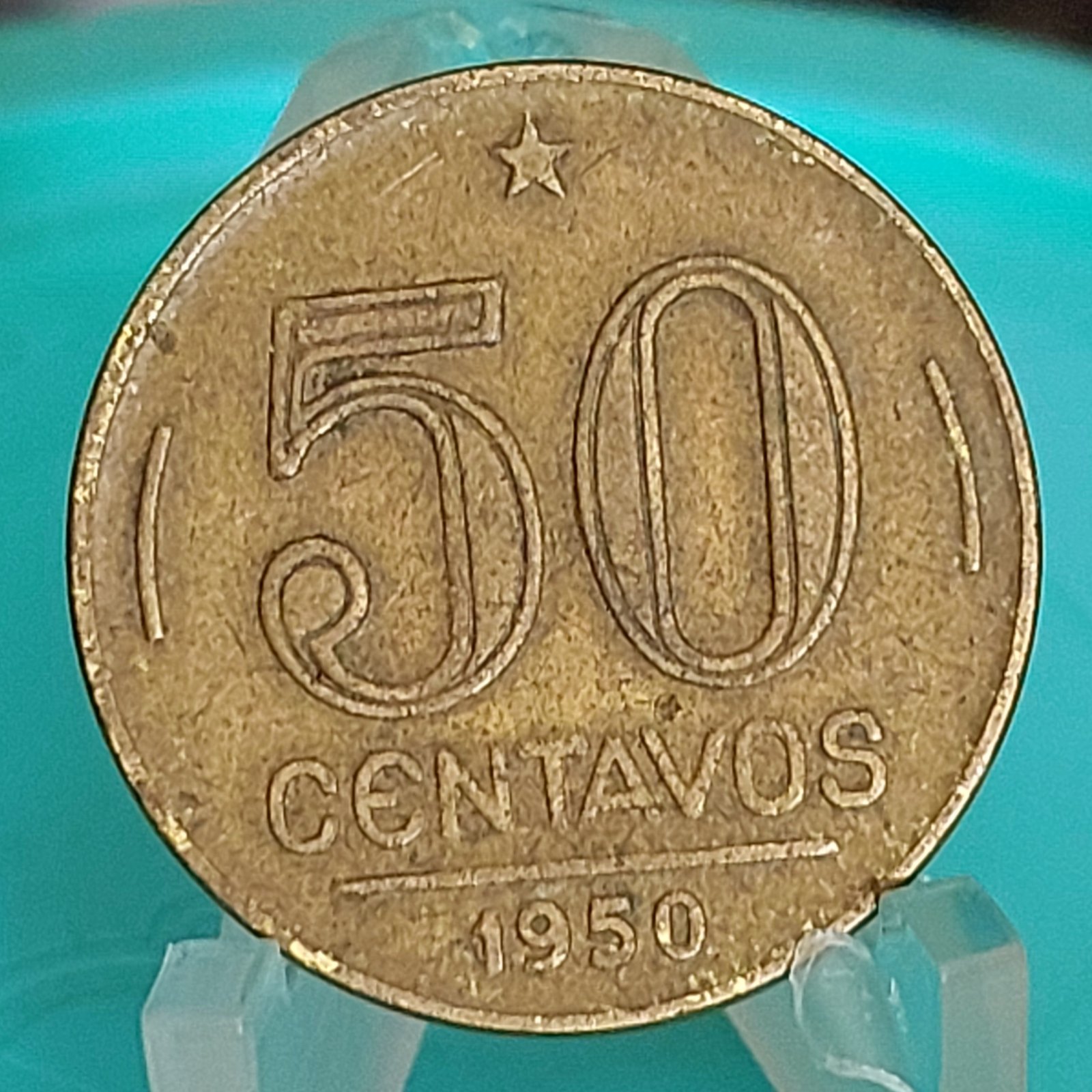 Moeda de 50 Centavos do Brasil Ano 1950 - Eurico Gaspar Dutra - Imagem 3