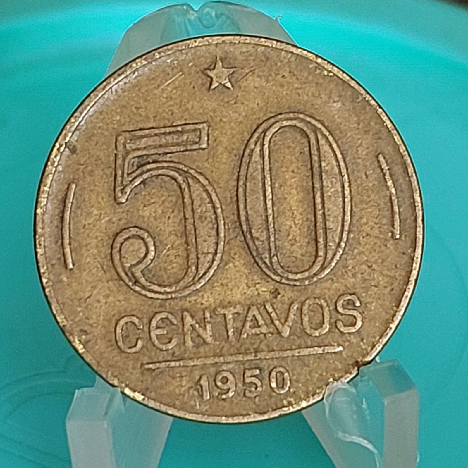Moeda de 50 Centavos do Brasil Ano 1950 - Eurico Gaspar Dutra - Imagem 5