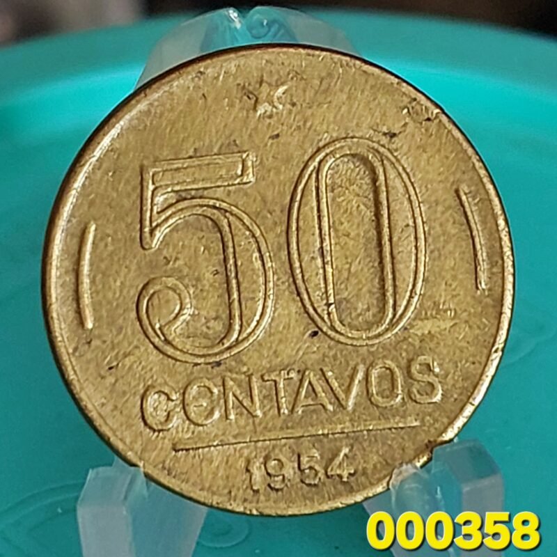 Moeda de 50 Centavos do Brasil Ano 1954 - Eurico Gaspar Dutra