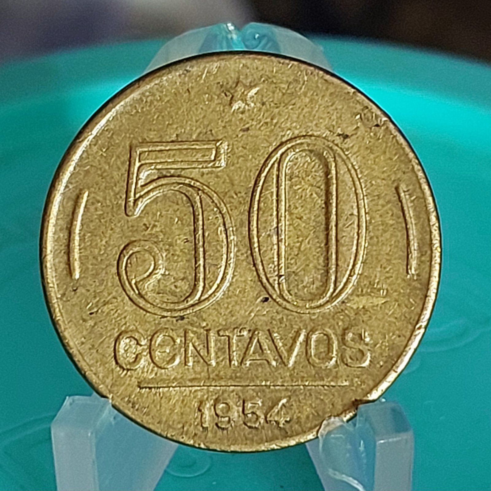 Moeda de 50 Centavos do Brasil Ano 1954 - Eurico Gaspar Dutra - Imagem 3