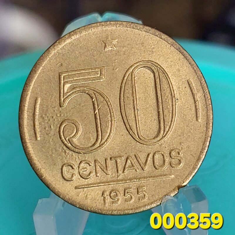Moeda de 50 Centavos do Brasil Ano 1955 - Eurico Gaspar Dutra