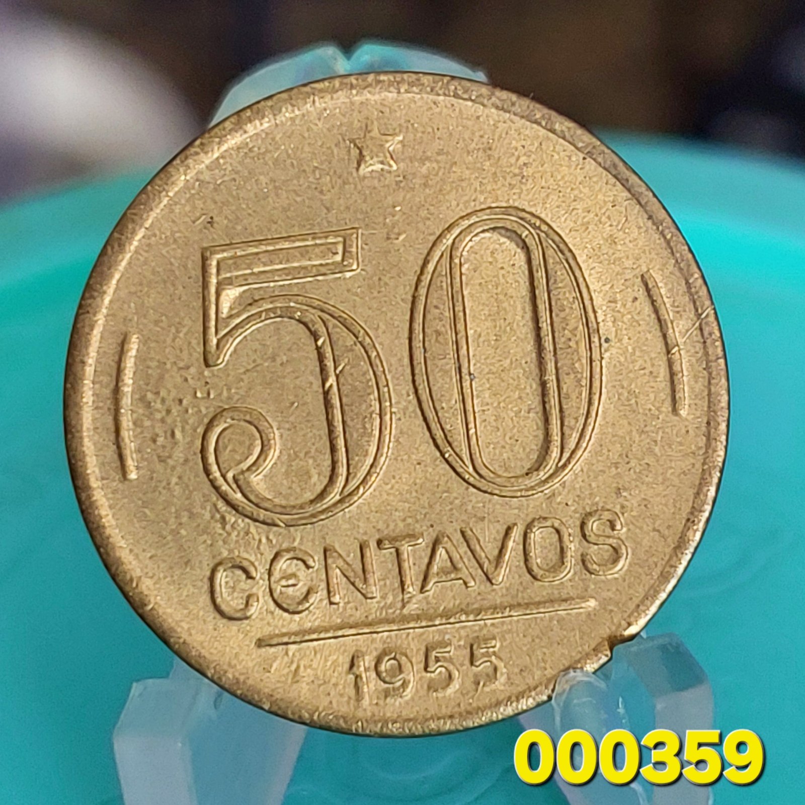 Moeda de 50 Centavos do Brasil Ano 1955 - Eurico Gaspar Dutra
