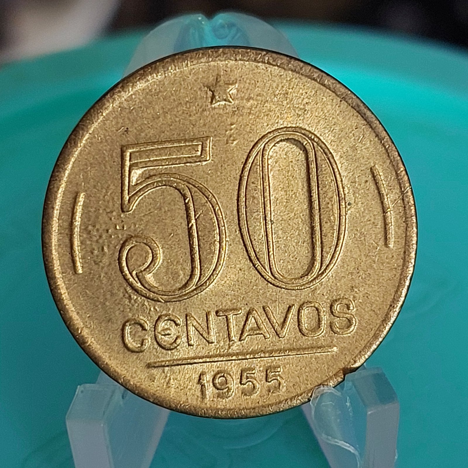 Moeda de 50 Centavos do Brasil Ano 1955 - Eurico Gaspar Dutra - Imagem 4