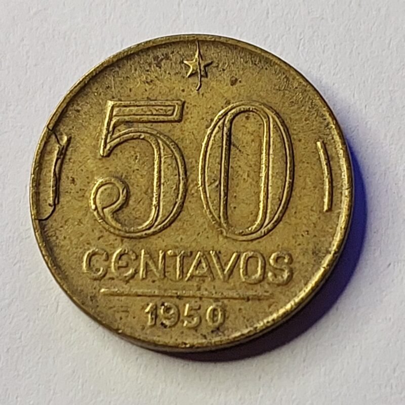 Moeda de 50 Centavos do Brasil Ano 1950 - Eurico Gaspar Dutra