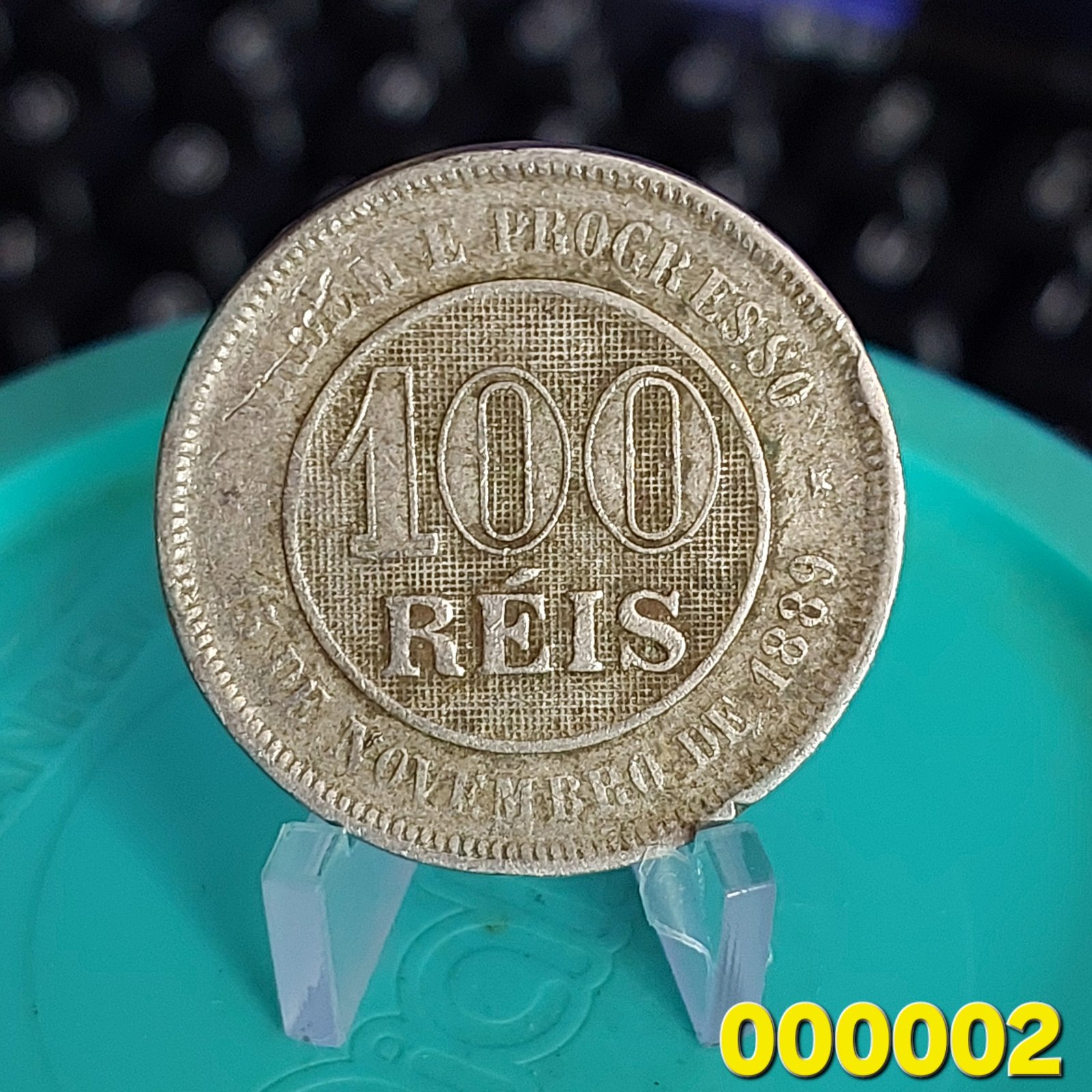 Moeda de 100 Réis do Brasil Ano 1889 - Réis da República - Imagem 7
