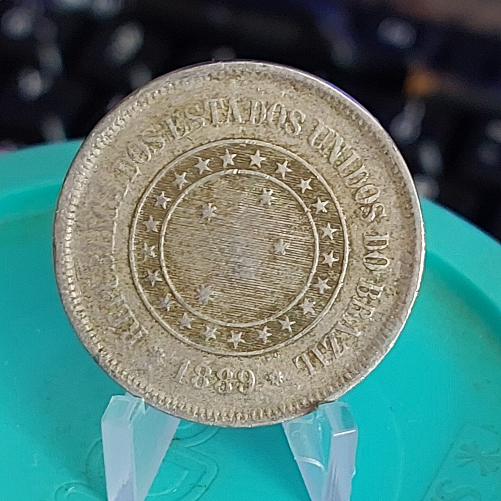 Moeda de 100 Réis do Brasil Ano 1889 - Réis da República - Imagem 8