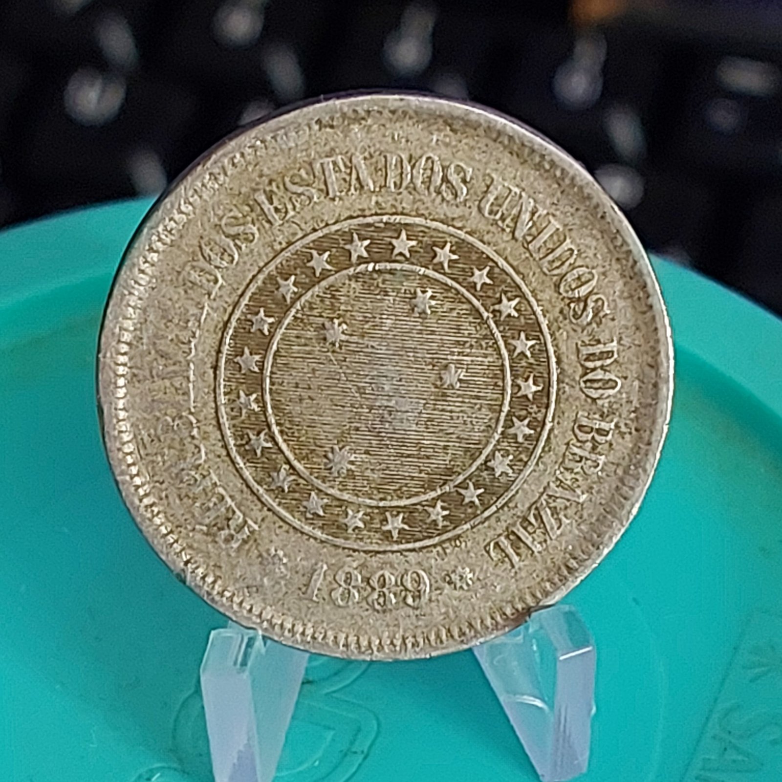 Moeda de 100 Réis do Brasil Ano 1889 - Réis da República - Imagem 4