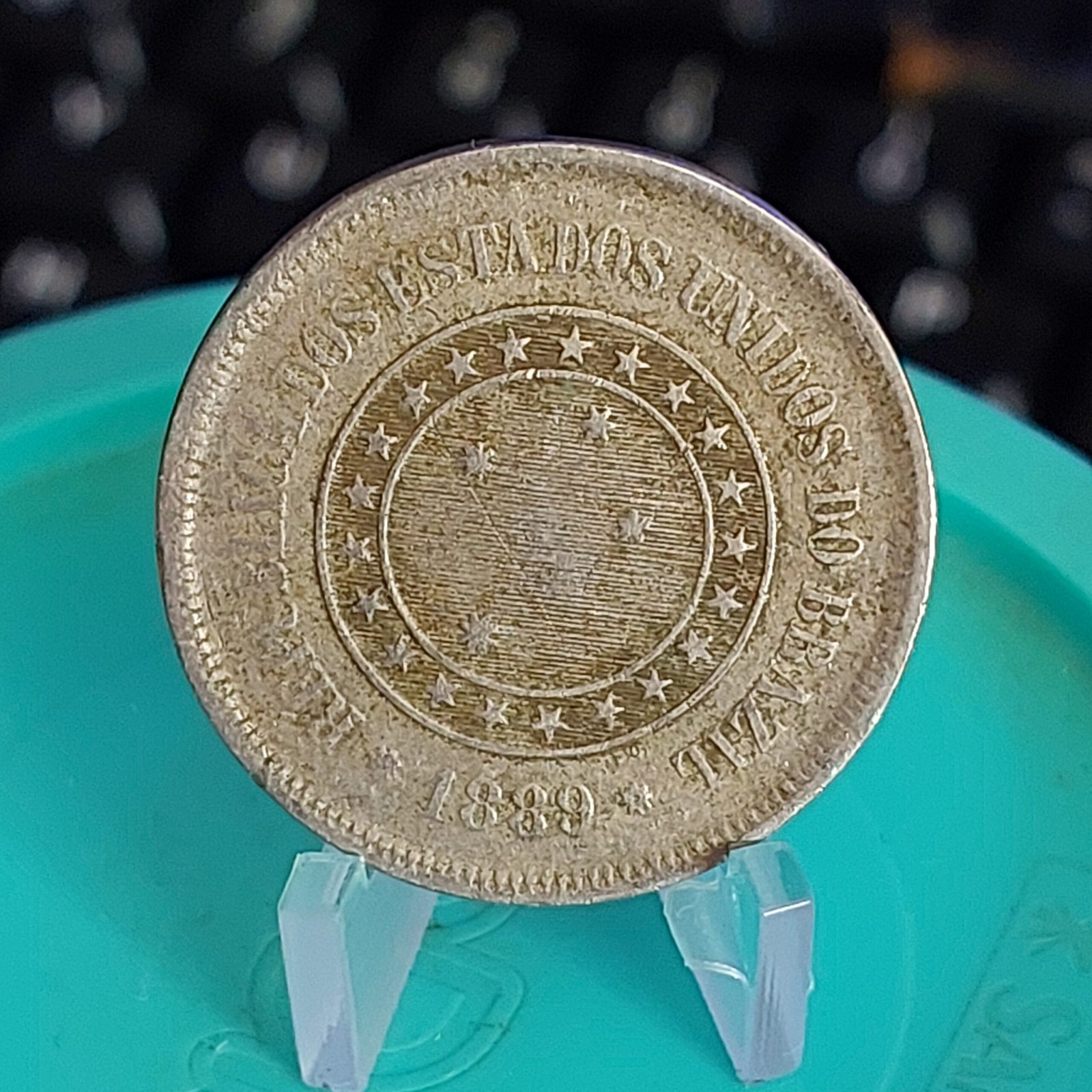 Moeda de 100 Réis do Brasil Ano 1889 - Réis da República - Imagem 6