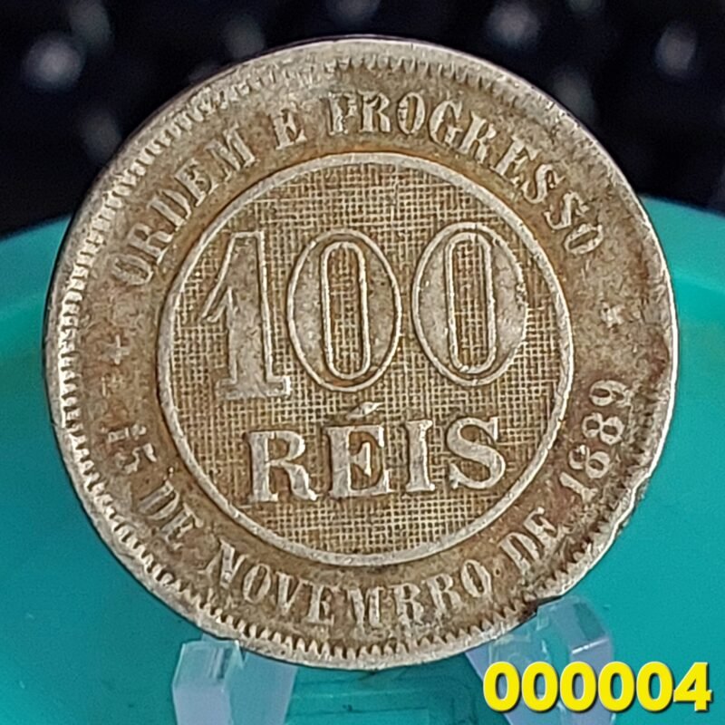 Moeda de 100 Réis do Brasil Ano 1896 - Réis da República