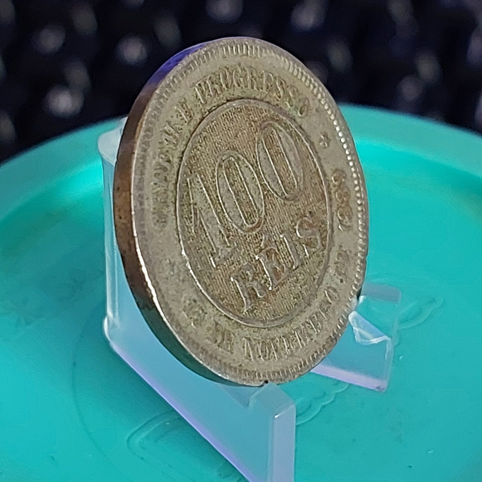 Moeda de 100 Réis do Brasil Ano 1894 - Réis da República - Imagem 5