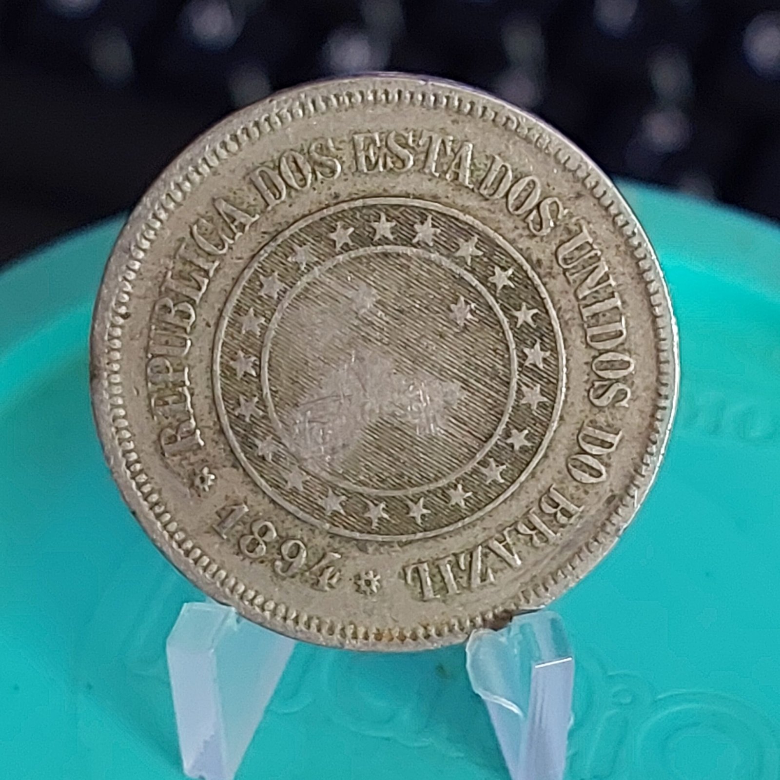 Moeda de 100 Réis do Brasil Ano 1894 - Réis da República - Imagem 6