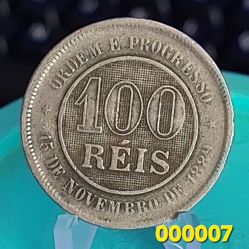 Moeda de 100 Réis do Brasil Ano 1893 - Réis da República