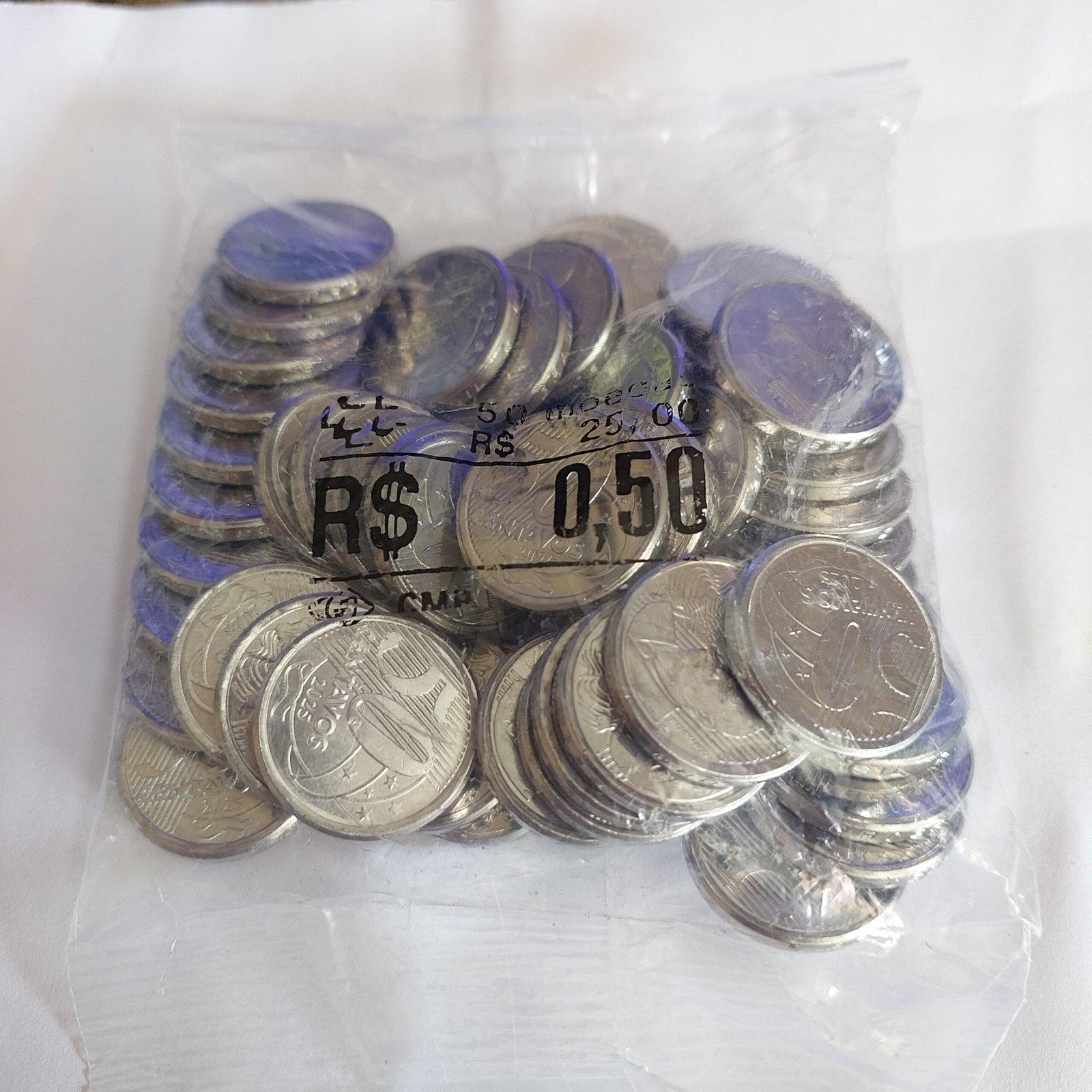 Sachê Lacrado da Moeda de R$ 0,50 (Cinquenta centavos) Ano 2025 - com 50 Moedas