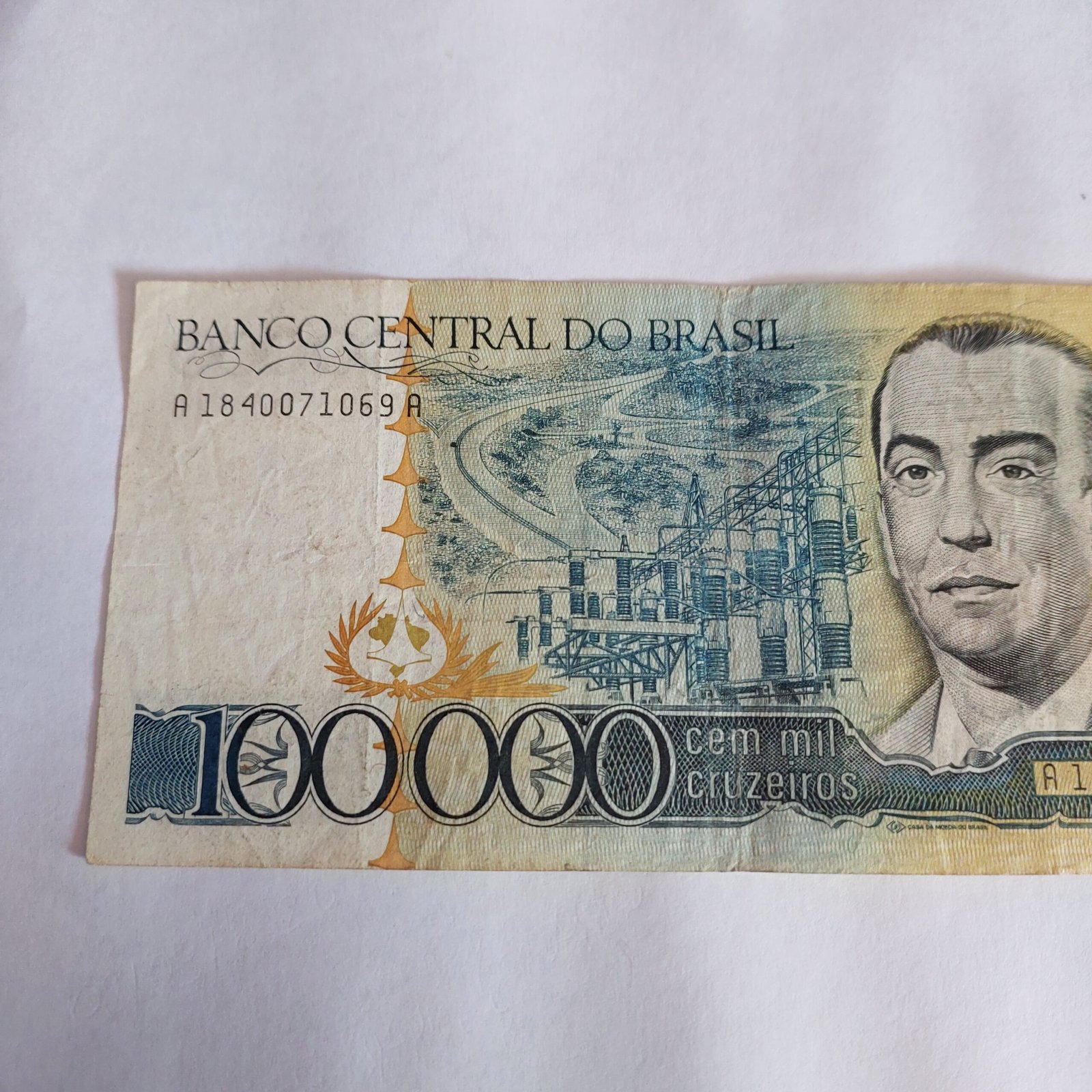 Cédula de 100.000 Cruzeiros Ano 1985 - Juscelino Kubitschek - Imagem 3