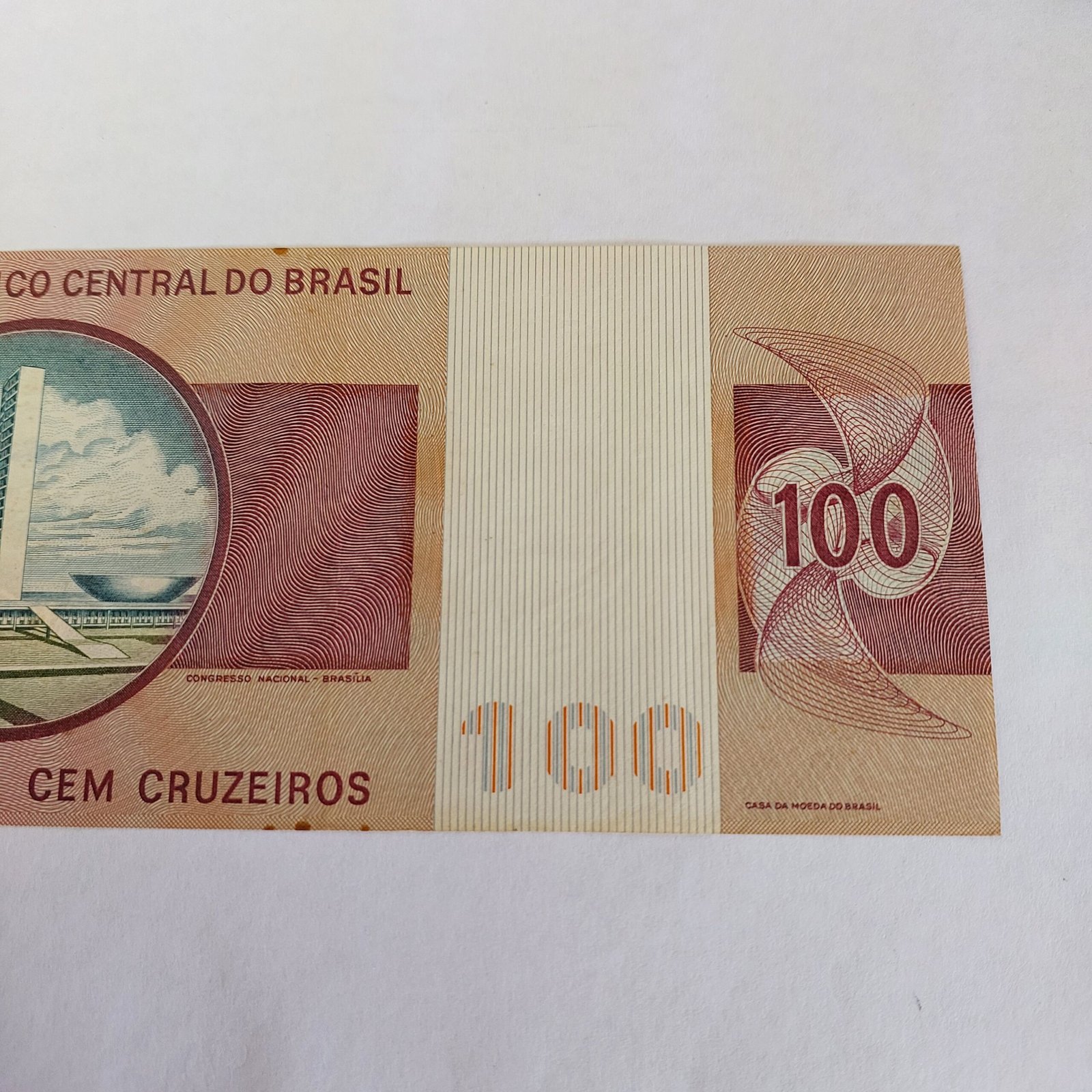 Cédula 100 Cruzeiros Cr$ 100 Ano 1974 - Floriano Peixoto - Imagem 4