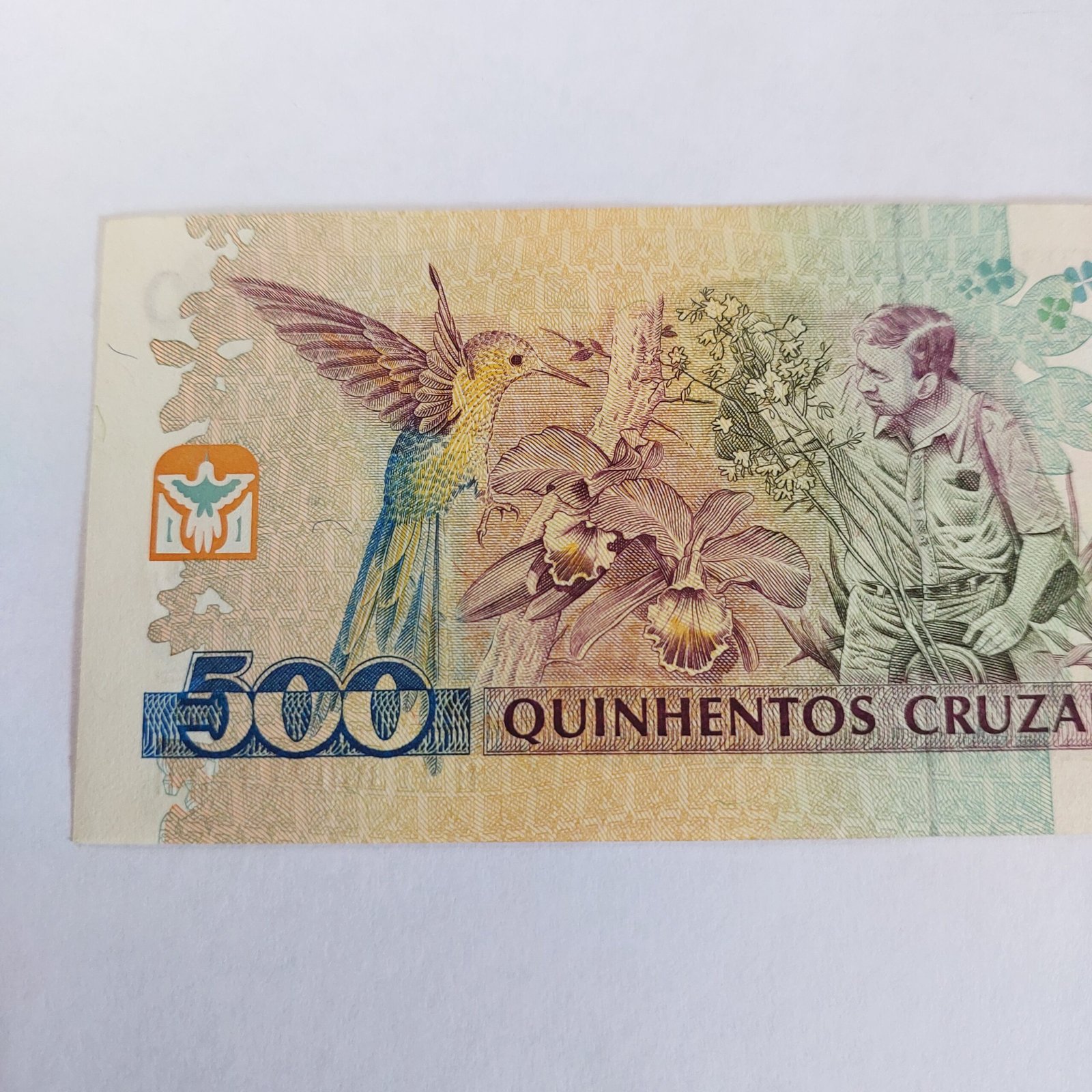Cédula de 500 Cruzados Novos com Carimbo de 500 Cruzeiros - Augusto Ruschi - Imagem 6