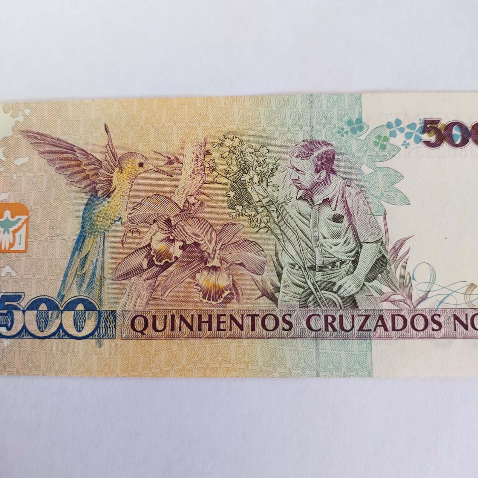 Cédula de 500 Cruzados Novos com Carimbo de 500 Cruzeiros - Augusto Ruschi - Imagem 7