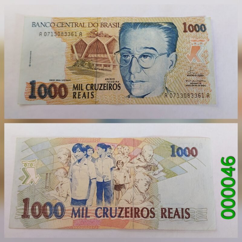 Cédula de 1.000 Cruzeiros Reais (CR$ 1.000) do Brasil - Anísio Teixeira