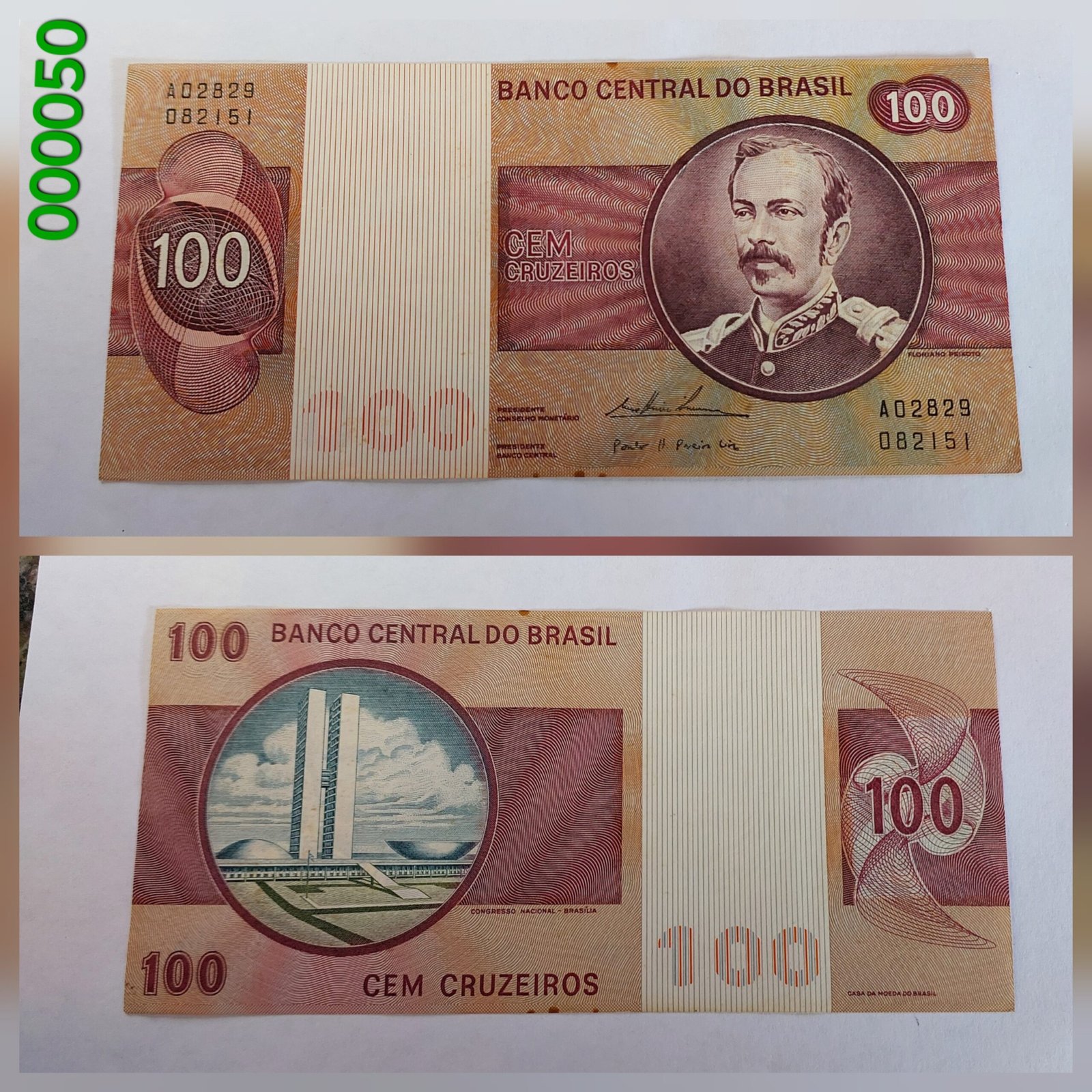Cédula 100 Cruzeiros Cr$ 100 Ano 1974 - Floriano Peixoto