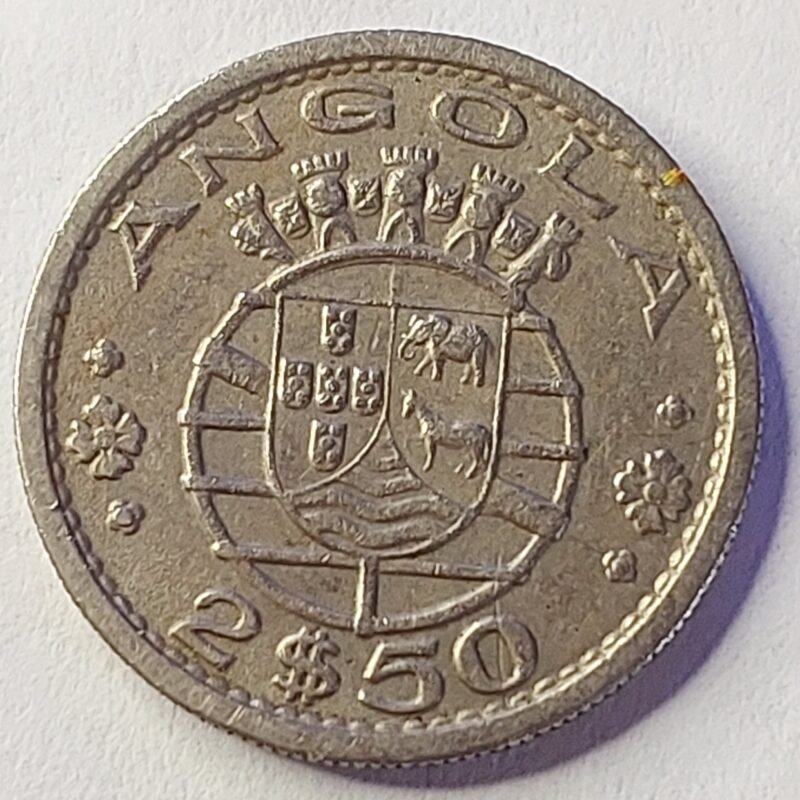 Moeda Angola 2,5 Escudos 1967 - Colônia Portuguesa