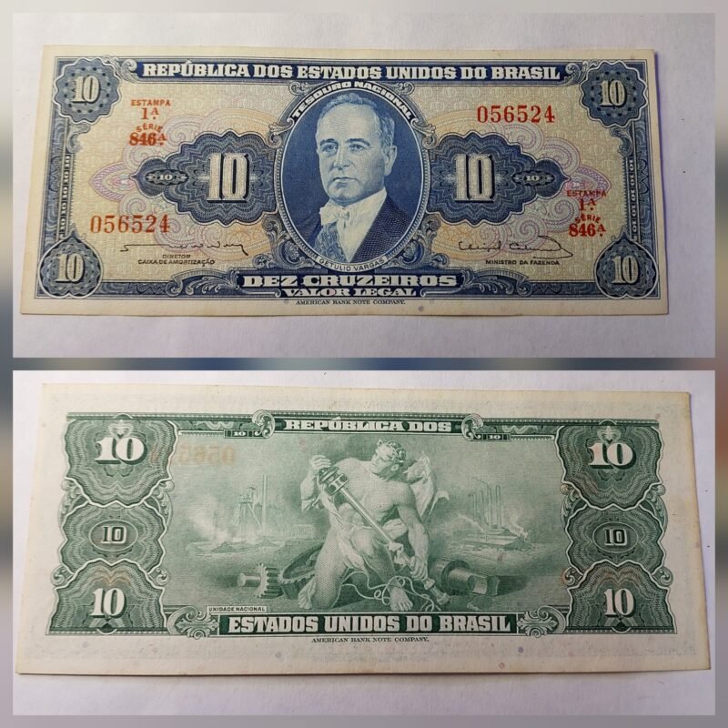 Cédula 10 Cruzeiros (Cr$10) – Getúlio Vargas - 1ª Estampa