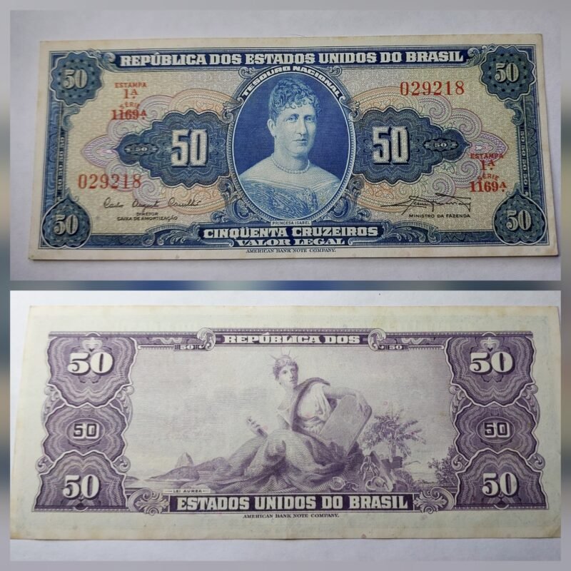 Cédula 50 Cruzeiros (Cr$50) –  Princesa Isabel – 1ª Estampa