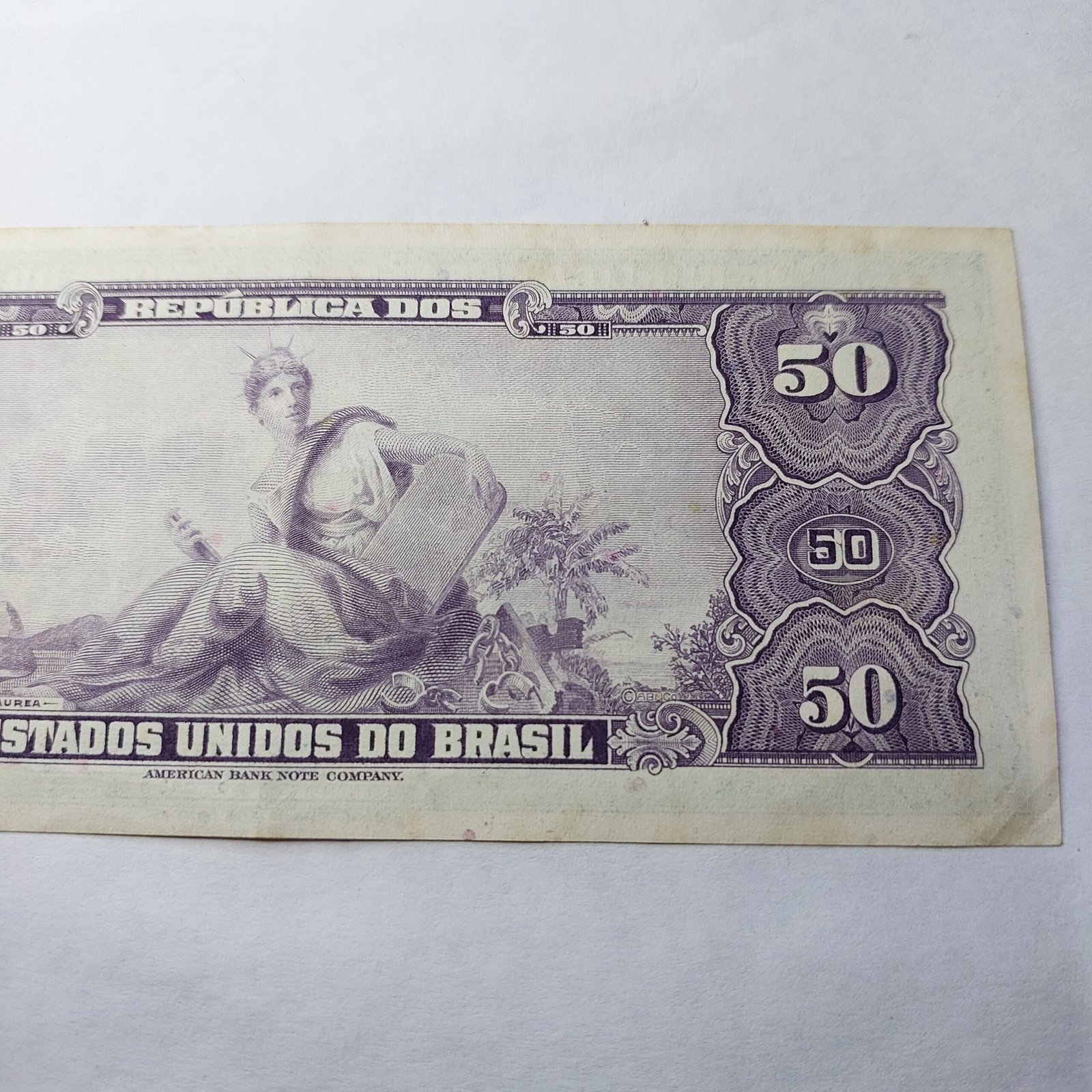 Cédula 50 Cruzeiros (Cr$50) – Princesa Isabel – 1ª Estampa - Imagem 5