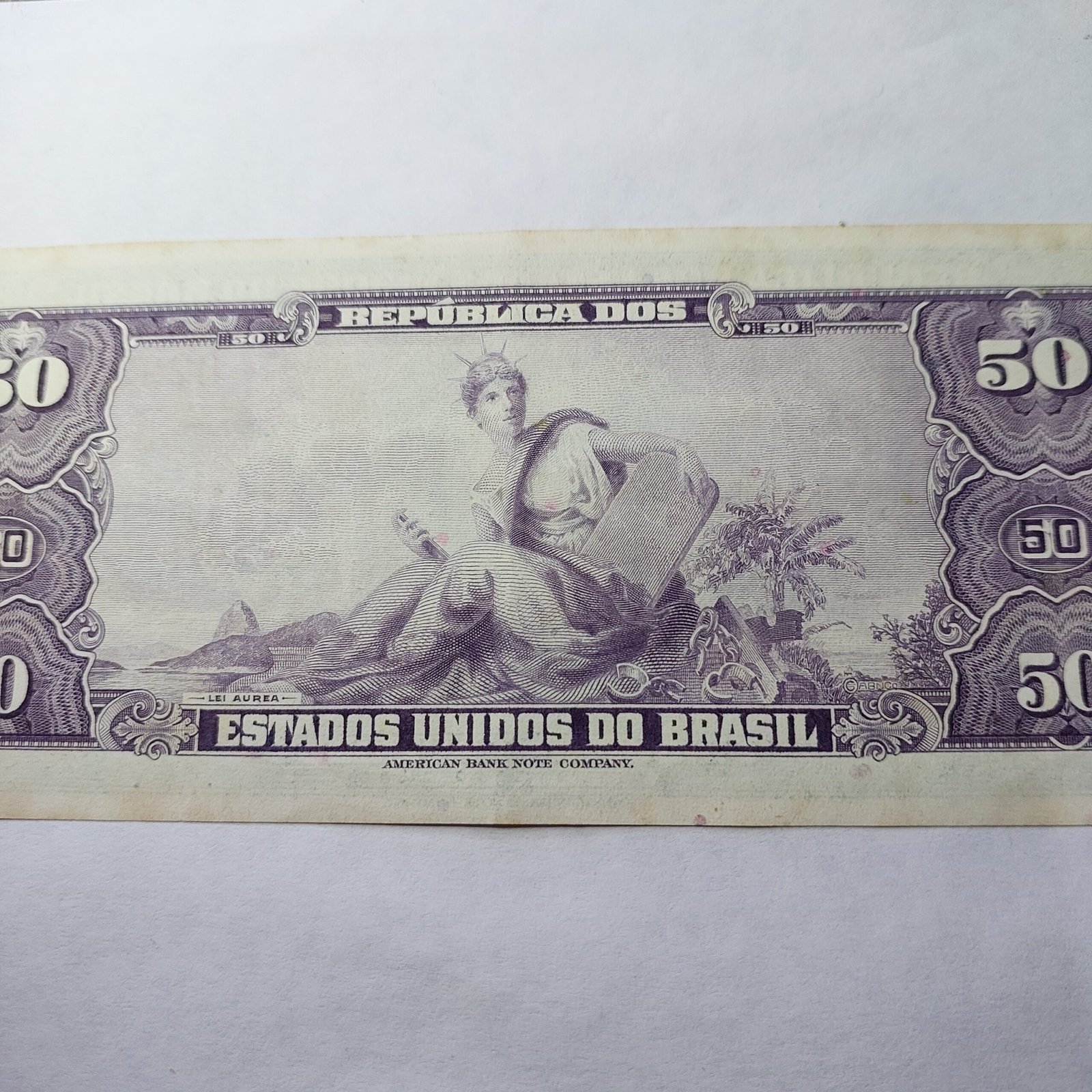 Cédula 50 Cruzeiros (Cr$50) – Princesa Isabel – 1ª Estampa - Imagem 4