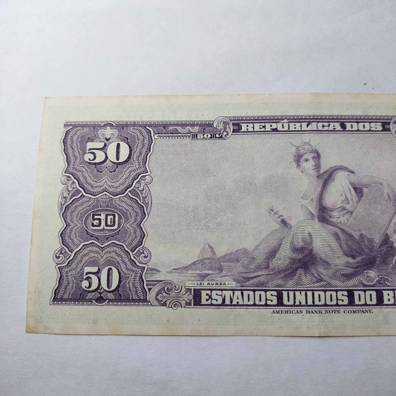 Cédula 50 Cruzeiros (Cr$50) – Princesa Isabel – 1ª Estampa - Imagem 3